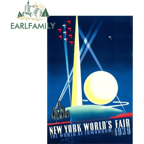 EARLFAMILY 13cm x 11.3cm for New York Worlds Fair Poster Car Stickers Decal Waterproof Air Conditioner Personality Graphics