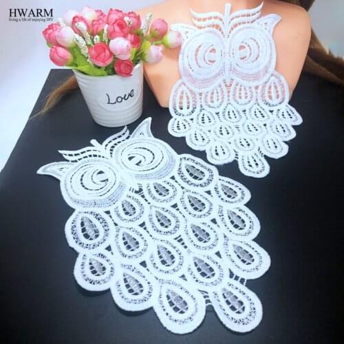 HWARM 5pcs owl white lace fabric DIY wedding arts craft sewing hollowed out milk lace curtain Skirt hat pillow accessories cloth