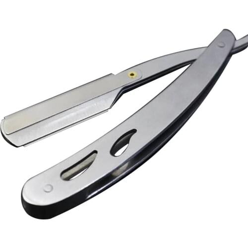 Men Shaving Barber Tools Hair Razor and Blades Antique Sliver Folding Shaving Knife Stainless Steel Straight razor Holder