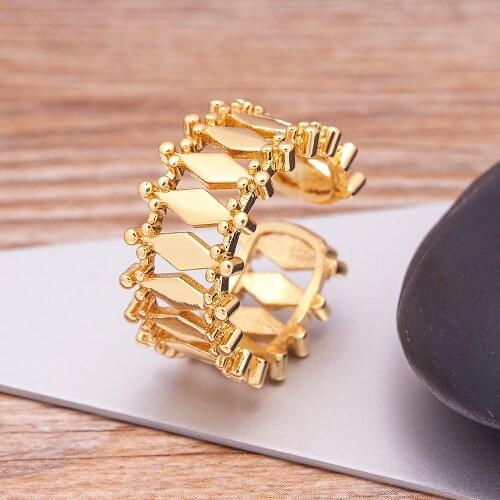 Hot Sale Luxury Cross X Shape Women Engagement Ring Full Paved Zircon Gold Color Elegant Simple Jewelry Open Adjustable Ring