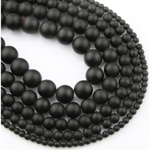 30-90Pcs Matte Black Beads Dull Polish Onyx Carnelian Glass Stone Diy Bead Round Spacer Beads for Jewelry Making 4/6/810mm