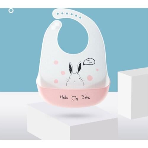 Q1FE Reusable Waterproof Baby Bib Food Grade Silicone Infant Meal Pouch Easily Wipe Clean Anti Stains Toddler Feeding Bibs