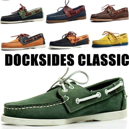 Men Genuine Suede Nubuck Leather Driving Shoes,Docksides Classic Boat Shoe,Brand Design Flats Loafers For Men Women A013