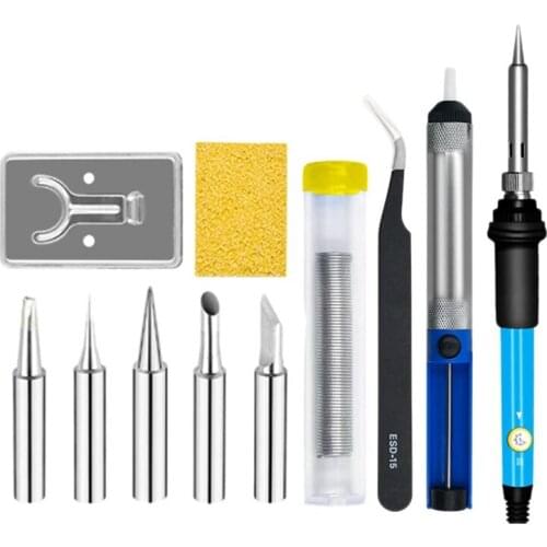 12 Pieces Soldering Iron Kit - 60W Temperature Adjustable Electric Solder Iron Welding Set with EU Plug