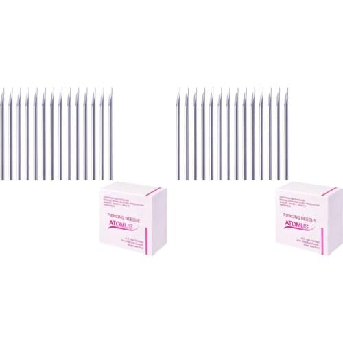 Set of 200, Piercing Needles Gauge (14G) for Lip Ear Navel Tattoo Supplies