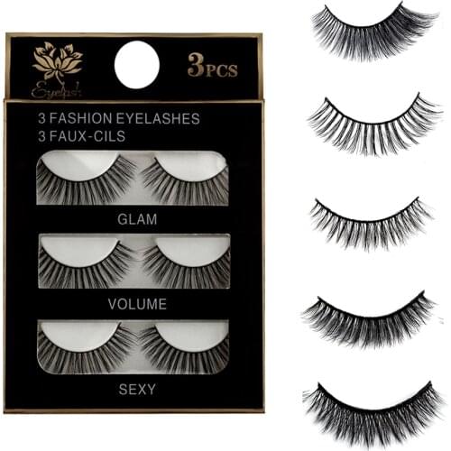 3 Pairs Natural Cross False Eyelashes Beauty Make up Thick Voluminous Messy Style Eye Lashes Extension Makeup Tool maquiagem