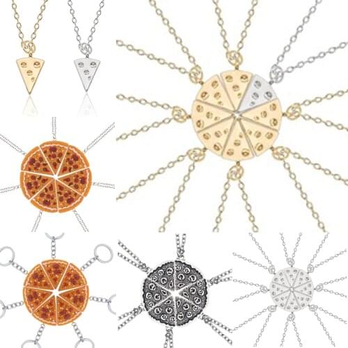 Pendant Necklace Pizza Best friends Forever Necklace Women Fashion Triangle Food Friendship BFF Jewelry For Friends Gifts Colar