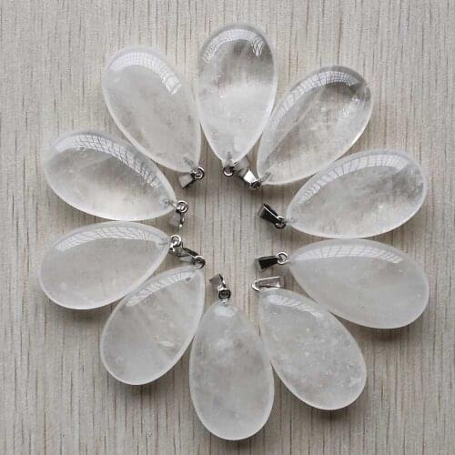 New fashion good quality natural crystal drop shape pendants 25x40mm Charms for jewelry making 10pcs/lot wholesale free shipping