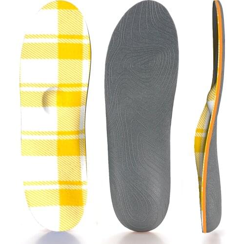 Simple Style Yellow Striped Lattice, Breathable And Comfortable Arch Support Insole