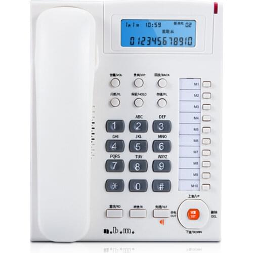 Corded Telephone Black, White, Home Business Landline Phone with FSK/DTMF Caller ID, Adjustable Brightness, 10 Memory Storages