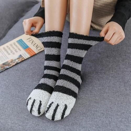 Hairy Winter Warm Floor socks For Women Girls Cat Paw Sleeping Socks Cute Funny Home House Socks Thick Socks