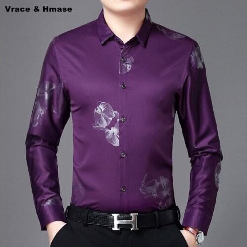 British style business gentleman simple printing long-sleeved shirt Spring&Autumn 2018 New quality silk cotton men shirt M-XXXL