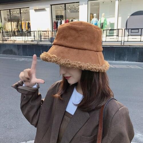 Fashion Thick Wool Winter Bucket Hat Panama Women Panama for Women Fisherman Hat Outdoor Sports Hip Hop Cap Hats Warm Cap Gift