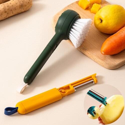 Vegetable Cleaning Brush Multifunctional Hangable Ergonomic Handle Integrated Molding 2 in 1 Kitchen Fruit Brushing with Peeler