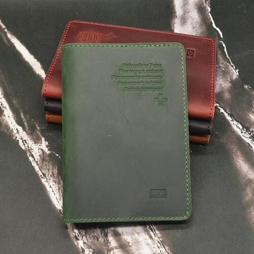Cow Leather Passeport Suisse Holder Vintage Handmade Passport Case Travel Wallet Men Covers for Passports Schweizer Pass Wallet