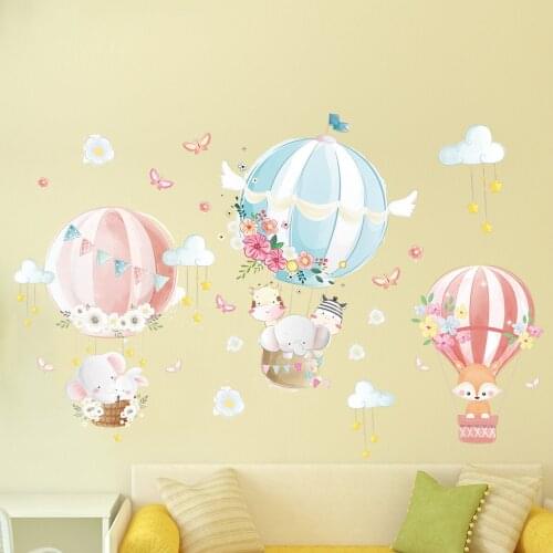 Hot Air Balloon Kids Playroom Decor Wall Stickers Paintings Decoration Furniture Vinyl Wallpaper Animal Home Nursery Mural Decal