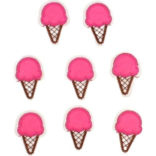 10pcs/lot Embroidered Ice Cream Patch Cartoon Cute Stickers for Girls Backpack Shoes Dress Shrits Iron On Fabric Appliques DIY