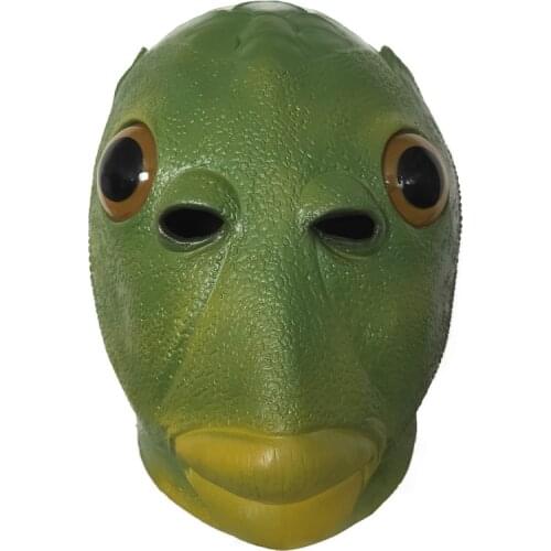 Funny thing to play, unisex adult costume, women carnival, green party, fish head, alien hat mask, latex, make fun of toys