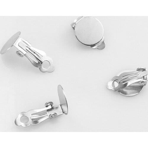 10pcs/lot Stainless Steel Ear Clip Cabochon Blank Base Settings Fit 8/10/12/14mm DIY Earring Jewelry Making Findings Accessories