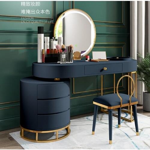 Hairdressing mirror net red barber shop mirror table with cabinet integrated simple stainless steel lamp double-sided hair salon