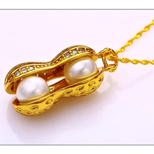 Peanut Shaped Yellow Gold Filled Womens Pendant Chain
