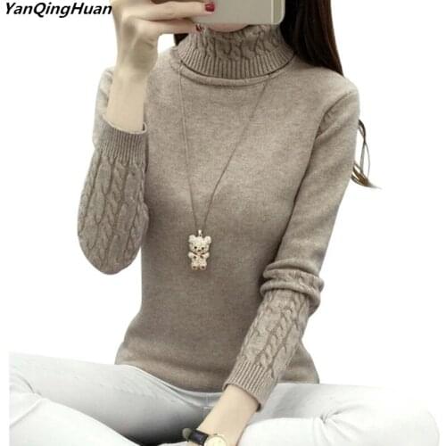 Slim Knit Sweater Womens Pullover 2019 New Winter Fashion Turtleneck Knit Top Mujer Long Sleeve Knit Coat Womens Sweater