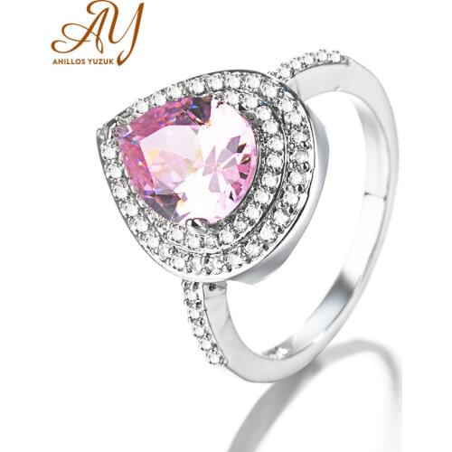 Anillos Yuzuk Pear Water Drop Zircon 925 Silver Ring For Women Jewelry Pink Green Red Gemstone Engagement Gift Ring Fine Jewelry