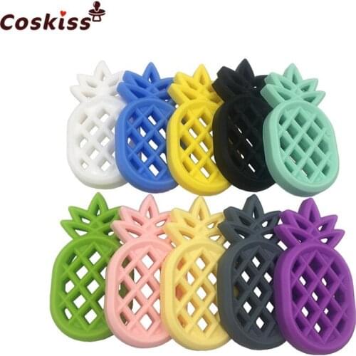1pcs Pineapple Silicone Teether Babies Teething Pendant Nursing Soft Silicone Beads Safe Toys For Soothe Teething Baby Pacifier