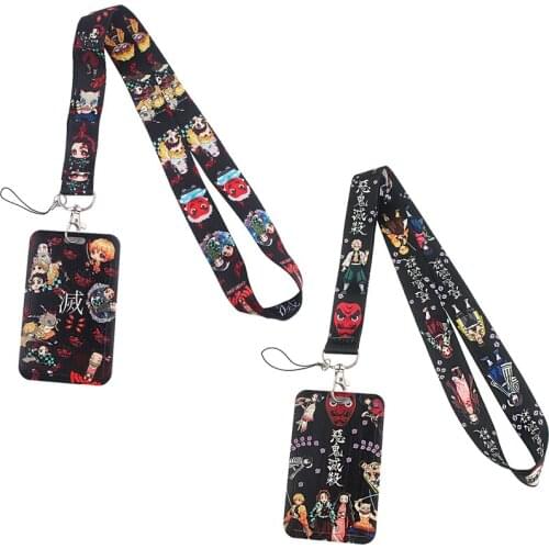 1pc ZF2360 Anime Demon Slayer Creative Lanyard Card Holder Student Hanging Neck Phone Lanyard Badge Subway Access Card Holder
