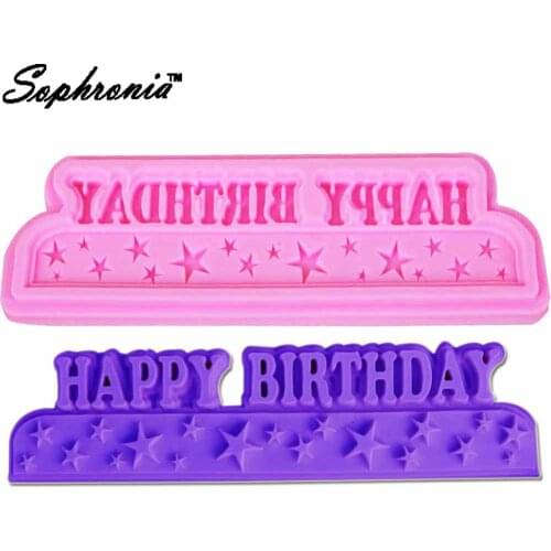 10PCS/SET Happy Birthday Silicone Mold Plaque Fondant,Gum Paste Chocolate Crafts Cake Decorating Sugarcraft Cupcake Mold m889