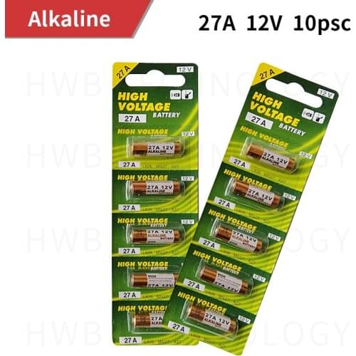 10pcs/lot 12V 27A A27 Alarm-Remote Dry Alkaline Battery Cells 27AE 27MN High Capacity Car Remote Toys Calculator DoorBell