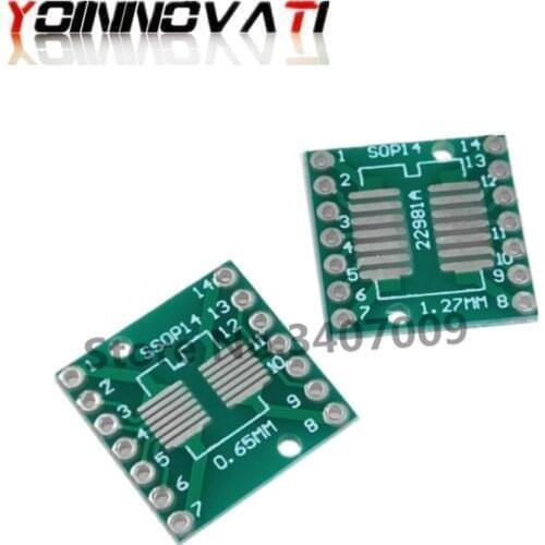100pcs SOP14 SSOP14 TSSOP14 to DIP14 Pinboard SMD To DIP Adapter 0.65mm/1.27mm to 2.54mm DIP Pin Pitch PCBBoard Converter Socket