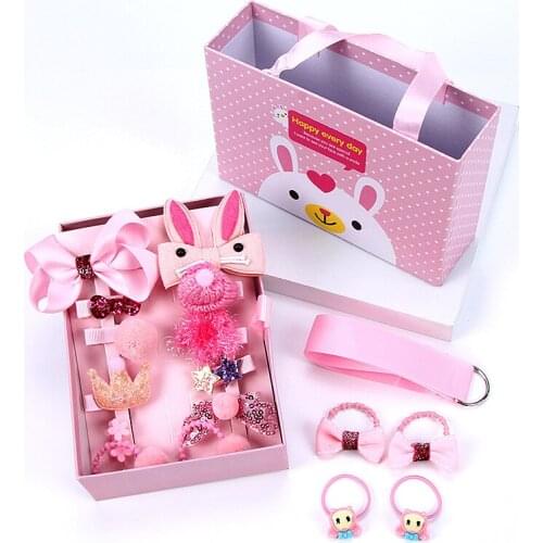 18pcs/set Gifts Box Kid Fashion Hair Accesories Hairpin Headband Gift Baby Girls Hairbands Hairclip Hair Bands Hair Barrettes