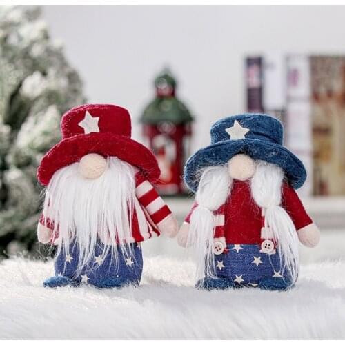 2 pcs/set Patriotic Dwarf Veterans Day Tomte Gnome Toys Handmade U.S. Presidential Election Plush Doll 4th of July Gift