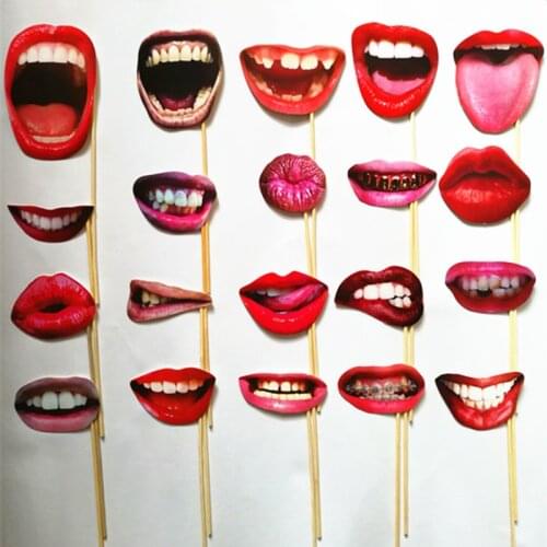 20Pcs/Set Adult Funny Lip Mouth DIY Photobooth Props Wedding Decoration DIY Photo Booth Birthday Party Decorations