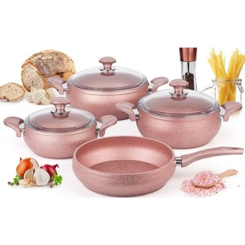 2021 Cookware Set of 7 Non-Stick Granite Cookware Fireproof Pot 1st Class Quality Turkish Production Asian-European