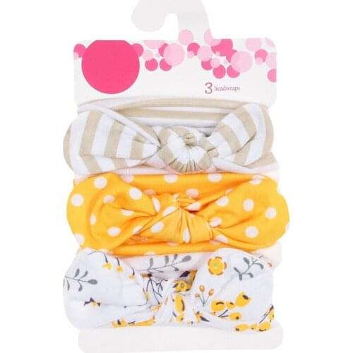 3pcs/set Fashion Baby Cotton Bow Headband Newborn Soft Bowknot Headwrap Girls Kids Hair Bands Gift Set
