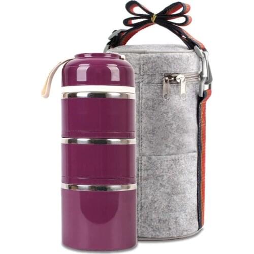 3 Tier Food Soup Container Stainless Steel Lunch Box Insulation Lunchbox Bag Portable Outdoor Bento Leak-Proof Kitchen 3 Layer