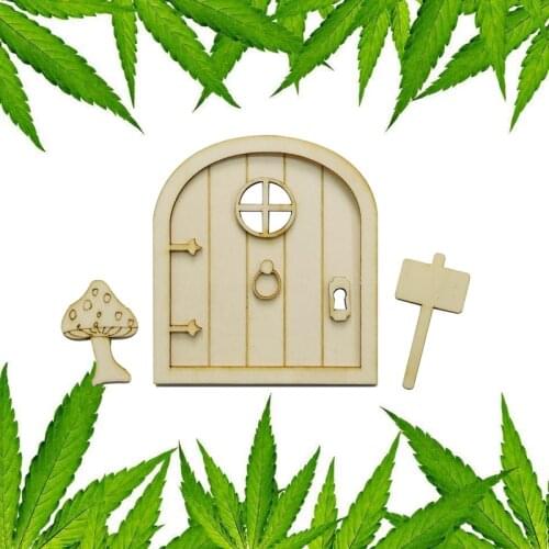 6Pcs DIY Wooden Fairy Elf Door Craft Kit Christmas Door Decoration Vintage Miniature Fairy Garden Garland Decor Gift