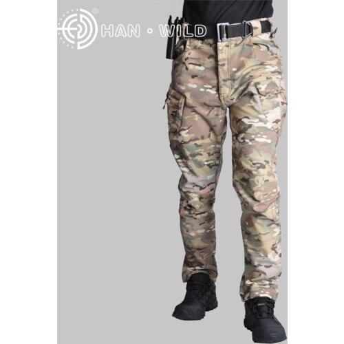 Hiking Pants Men Tactical Pants Camouflage Military Cargo Combat Waterproof Fleece Winter Warm Army Climbing Hunting Trousers