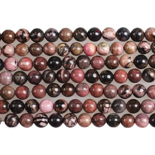 Natural Stone Beads Black Lace Rhodonite Stone Round Loose Beads 2 3 4 6 8 10 12mm Beads For Diy Jewelry Making