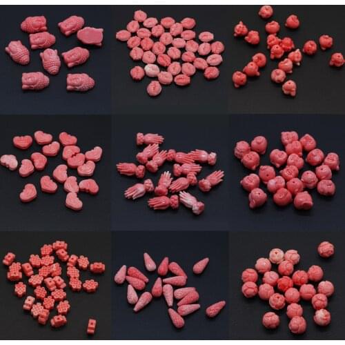 Natural Coral beads Different shape pink Through hole Loose Spacer Beads for Jewelry Making DIY Bracelet Necklace Accessories