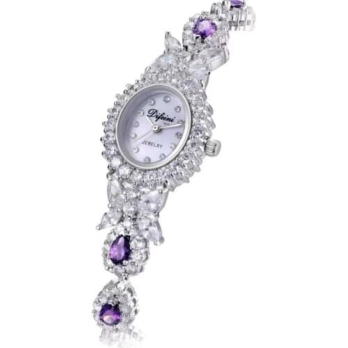 Herhome Qualtiy AAA Zircon Elements Leaf Austrian Crystal Bracelet Watch For Wedding Party Fashion Jewelry Made with Wholesale
