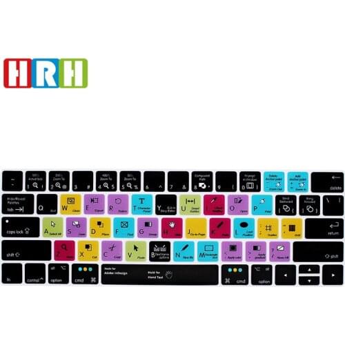 HRH Adobe InDesign Function Shortcut Hot key Silicone Keyboard Cover Keypad Skin for Macbook Touch Bar A1706 / A1707/A1989/A2159