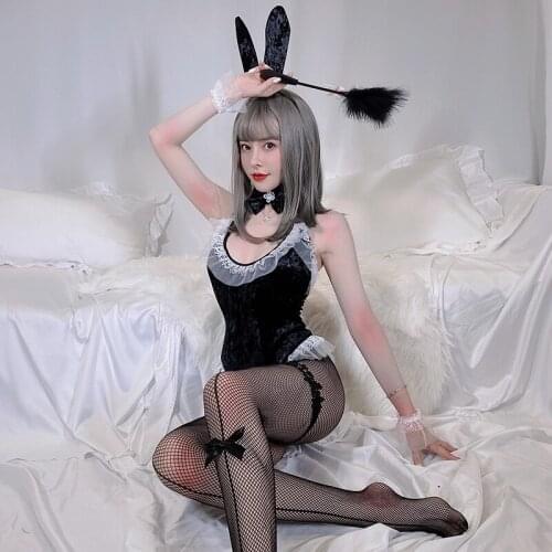 Kawaii Rabbit Uniform Japan Sexy Lingerie Hot Bodysuit Bunny Girl Gold Velvet Lolita Love Live Cosplay Costumes for Women