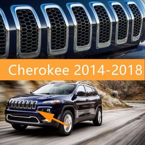 Pack of 7 Chrome Ring Black Mesh Honeycomb Front Grill Inserts Chrome Grille Rings Trim for Jeep Cherokee 2014-2018