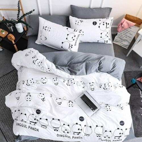Home Textile White Panda Printed 3/4pcs Bedding Set Bed Cover Bed Sheet Duvet Cover Pillowcase Bed Linen Bedclothes Queen
