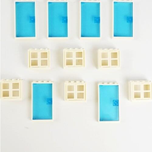 30pcs Small Building Blocks Doors Windows Small Bricks Bulk MOC Parts DIY Educational Creator Compatible All Brands Toys for kid