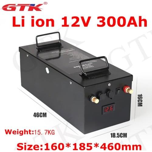 GTK 3S cell 12V 300Ah Lithium ion battery large capacity for inverter electric marine boat car solar panel PV RV EV +20A charger