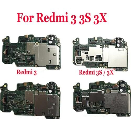 Global FirmWare Original Test Working Unlock Mainboard For Xiaomi Redmi 3 Hongmi 3S 3X Motherboard Logic Circuit Fee Flex Cable